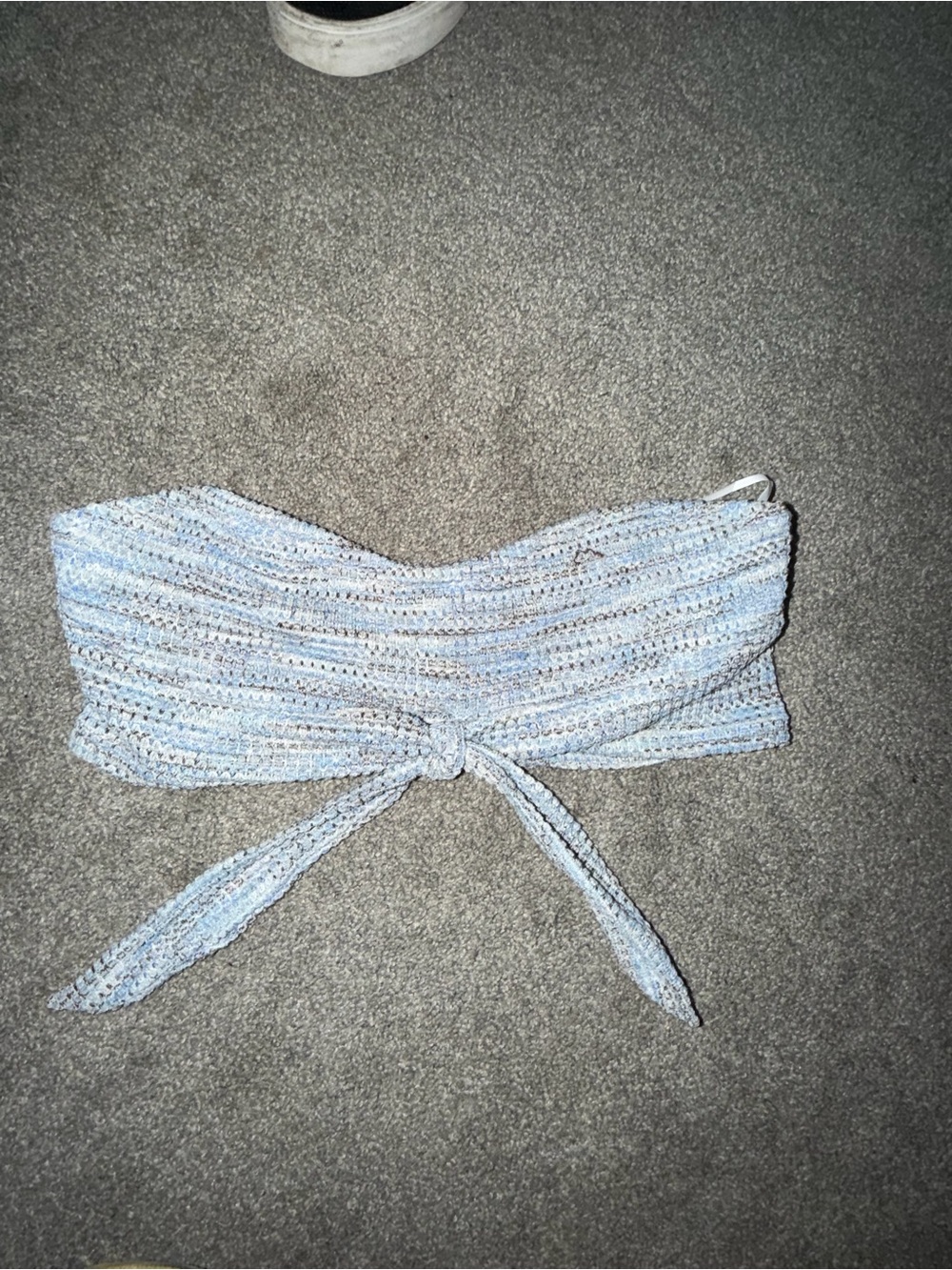 SHEIN Blue and Cream Ribbed Knit Top